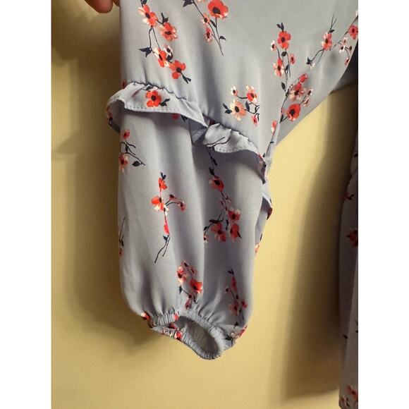 Counterparts Floral Peplum Blouse XL – Lavender Ruffle Sleeve High Low Top - Picture 4 of 7